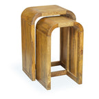 Modern Solid Mango Wood Tall Nesting Lamp Tables with Rounded Corners