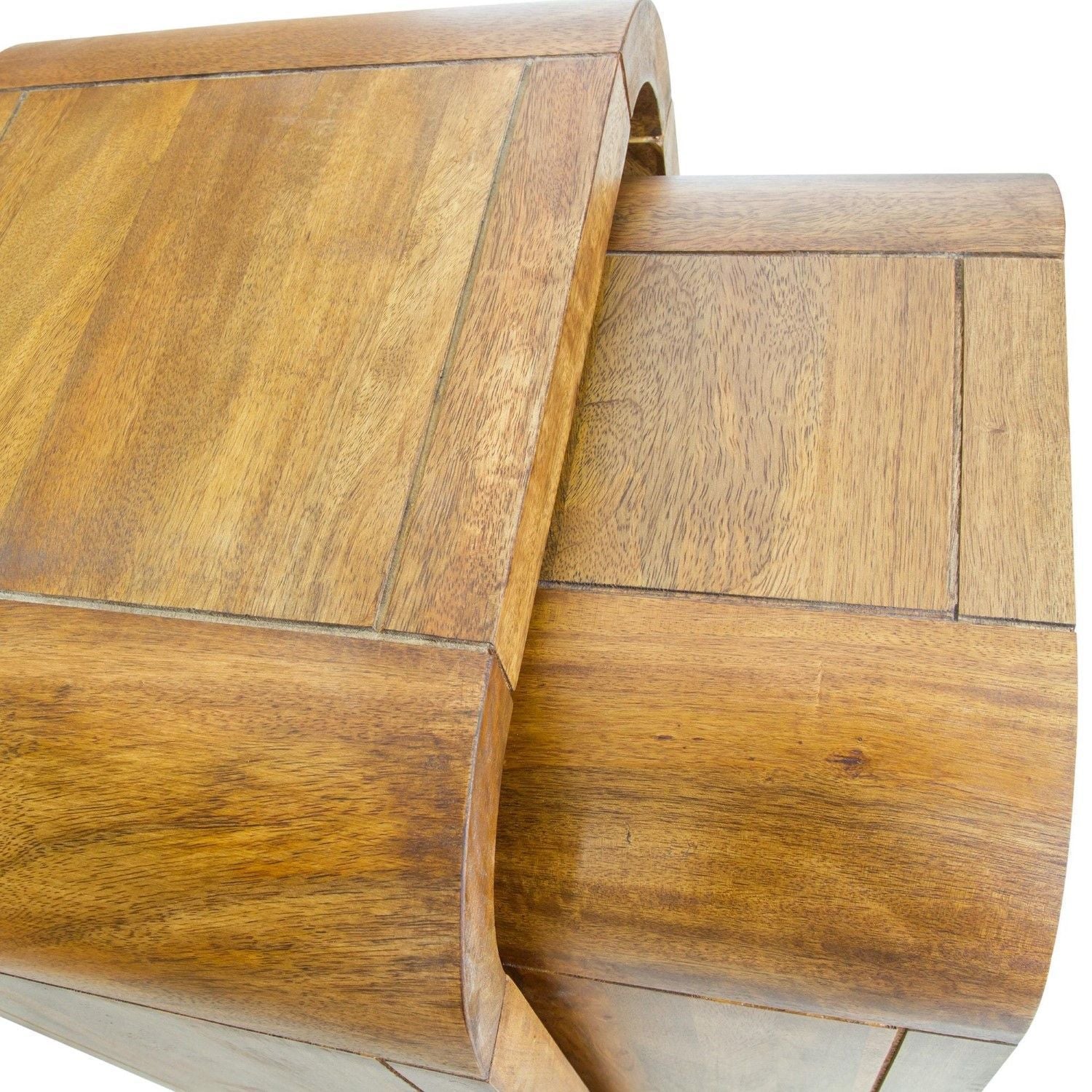 Modern Solid Mango Wood Tall Nesting Lamp Tables with Rounded Corners - Home Furniture Interiors