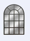 Vintage Large Arched Black Framed Wall Mirror with Distressed Glass