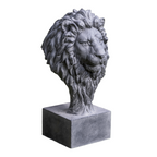 Regal Textured Lion Garden Ornament on Square Plinth - Home Furniture Interiors