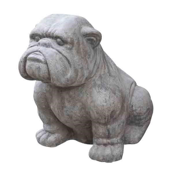 Grey Glass Reinforced Concrete XL Bulldog Sculpture Ornamental - Home Furniture Interiors