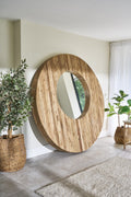 Rustic Mammoth Wood Large Round Wall Mirror 200 x 200cm
