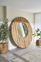 Rustic Mammoth Wood Large Round Wall Mirror 200 x 200cm