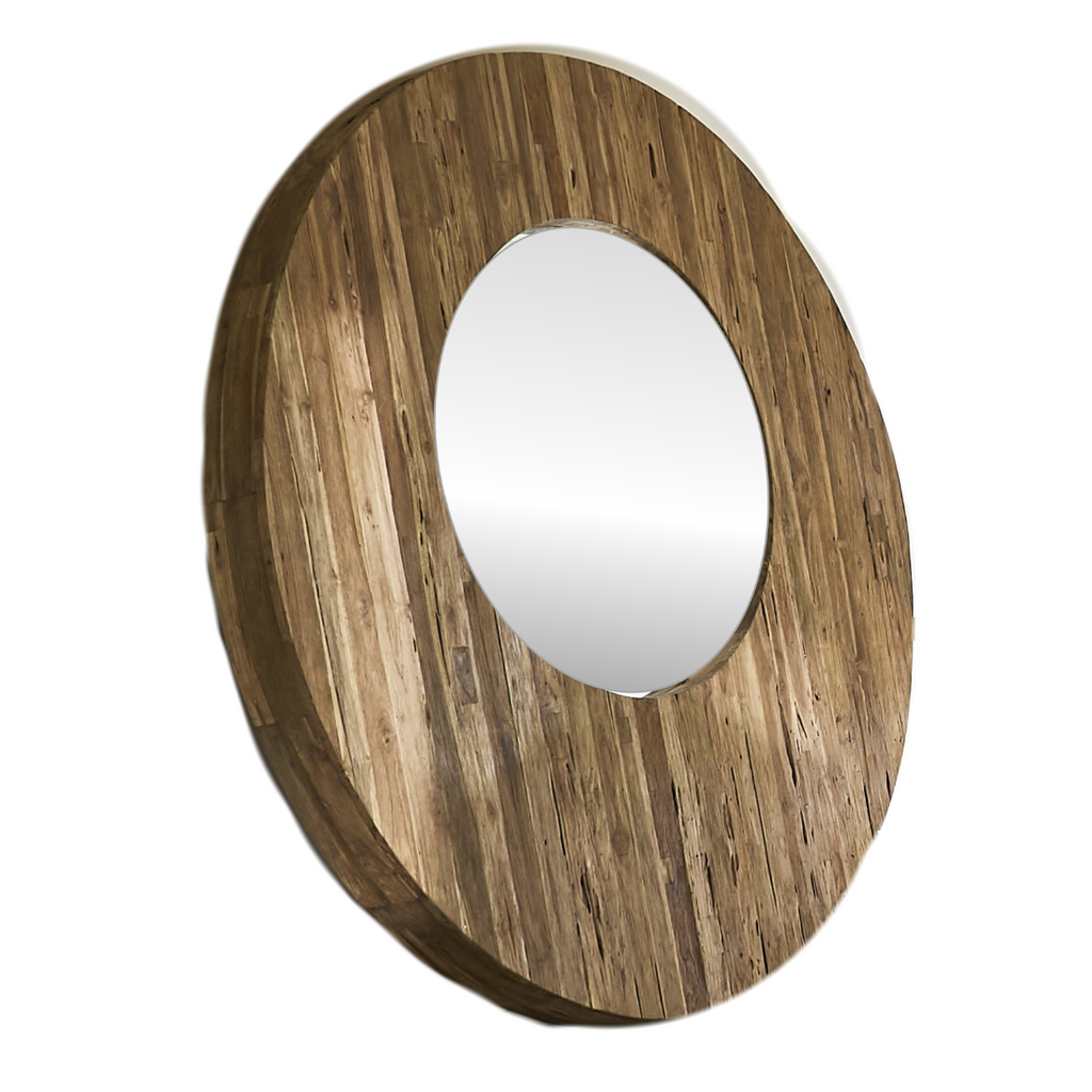 Rustic Mammoth Wood Large Round Wall Mirror 200 x 200cm - Home Furniture Interiors
