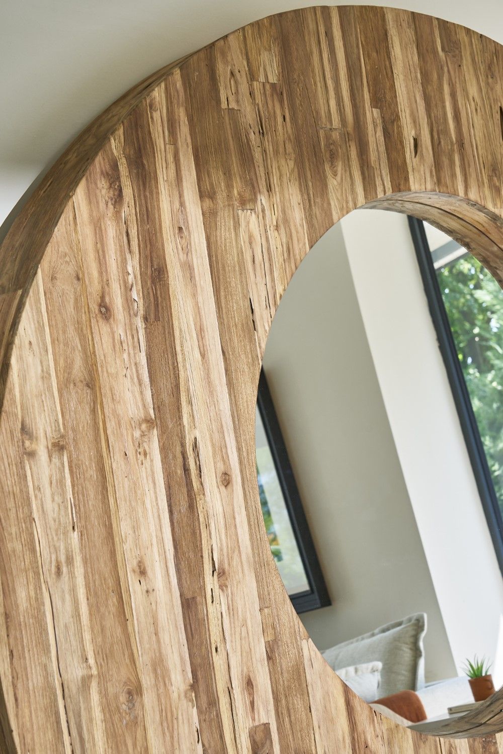 Rustic Mammoth Wood Large Round Wall Mirror 200 x 200cm - Home Furniture Interiors