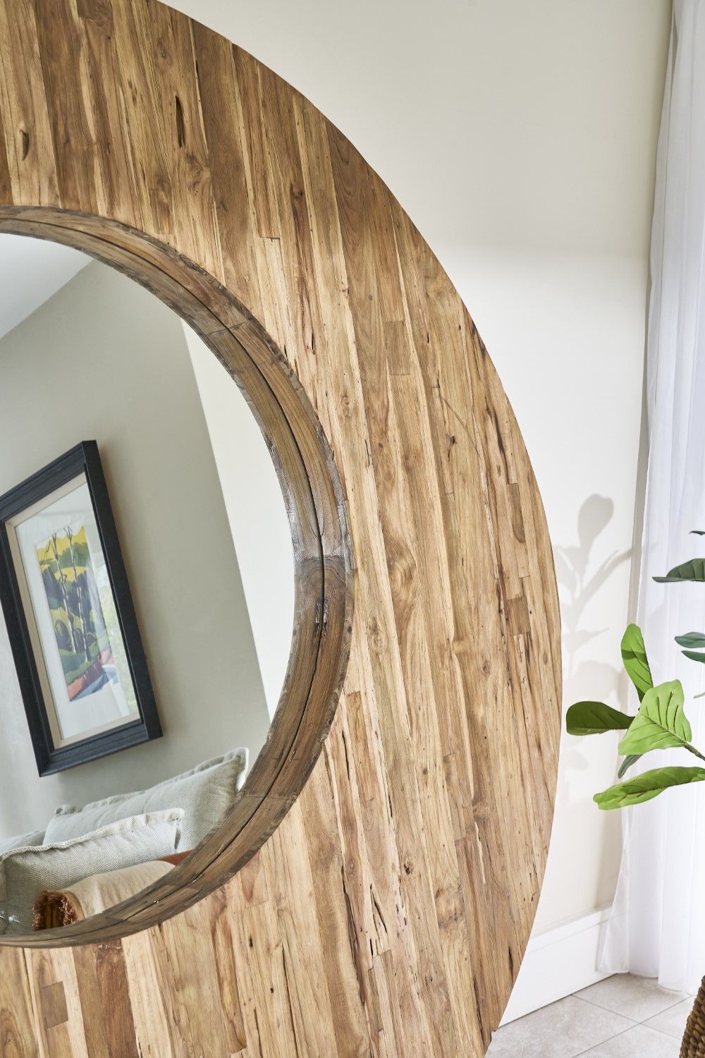 Rustic Mammoth Wood Large Round Wall Mirror 200 x 200cm - Home Furniture Interiors