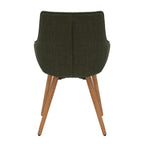 Green Twill Fabric Dining Chairs with Oak Finish Legs in Pair - Home Furniture Interiors