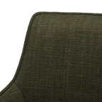 Green Twill Fabric Dining Chairs with Oak Finish Legs in Pair - Home Furniture Interiors