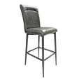 Green Vegan Leather Barstool with Sculpted Backrest and Steel Frame