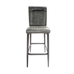 Green Vegan Leather Barstool with Sculpted Backrest and Steel Frame - Home Furniture Interiors