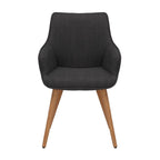 Grey Twill Fabric Dining Chairs with Oak Finish Legs in Pair - Home Furniture Interiors