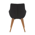 Grey Twill Fabric Dining Chairs with Oak Finish Legs in Pair - Home Furniture Interiors