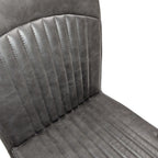 Grey Vegan Leather Barstool with Padded Backrest and Steel Base - Home Furniture Interiors