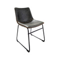 Industrial Green Vegan Leather Scoop Seat Dining Chair with Steel Base