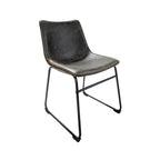Industrial Green Vegan Leather Scoop Seat Dining Chair with Steel Base