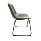 Industrial Green Vegan Leather Scoop Seat Dining Chair with Steel Base - Home Furniture Interiors