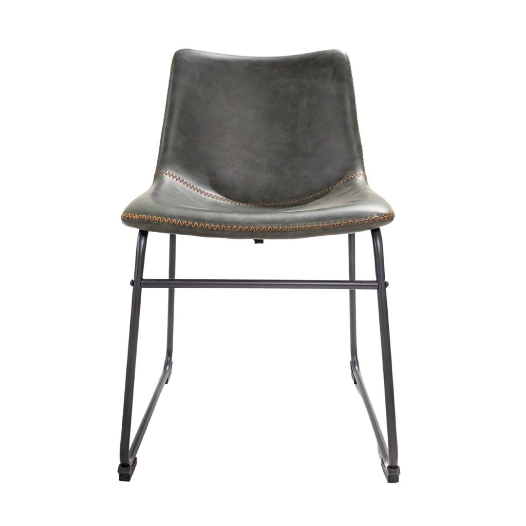 Industrial Green Vegan Leather Scoop Seat Dining Chair with Steel Base - Home Furniture Interiors