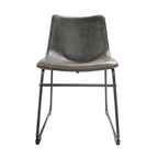 Industrial Green Vegan Leather Scoop Seat Dining Chair with Steel Base - Home Furniture Interiors