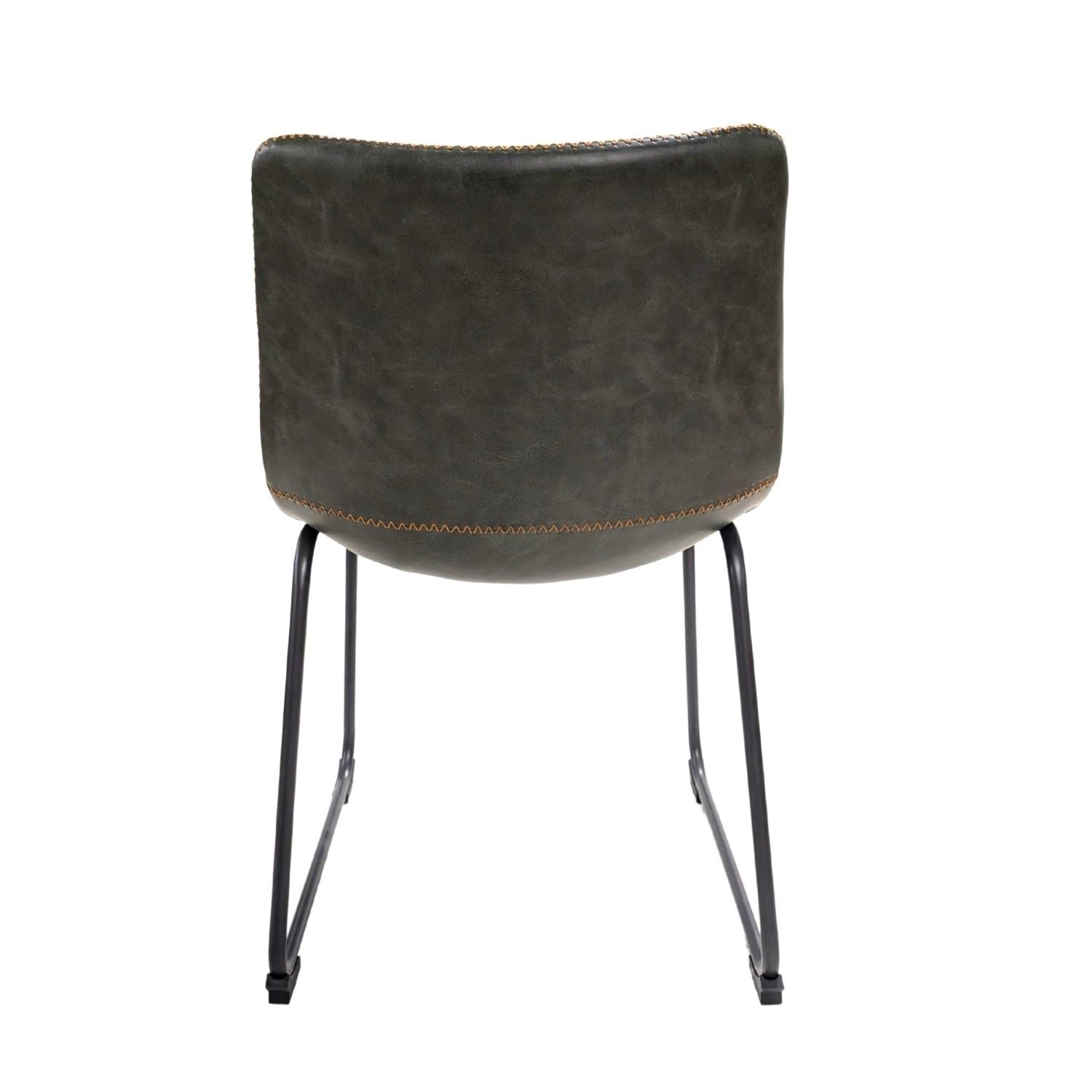 Industrial Green Vegan Leather Scoop Seat Dining Chair with Steel Base - Home Furniture Interiors