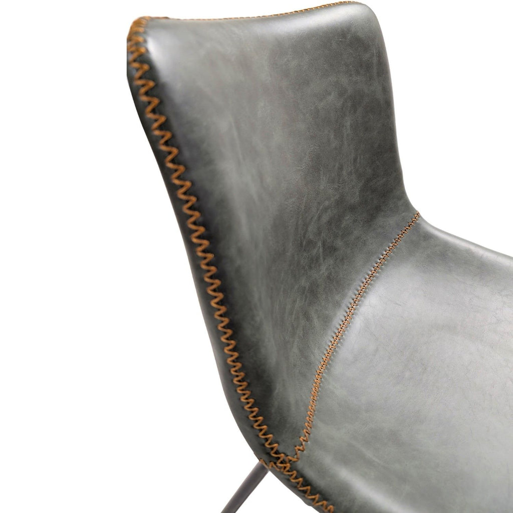 Industrial Green Vegan Leather Scoop Seat Dining Chair with Steel Base - Home Furniture Interiors