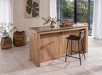 Modern Brown Vegan Leather Counter Stool with Curved Seat and Steel Base - Home Furniture Interiors