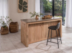 Contemporary Brown Vegan Leather Curved Counter Stool with Steel Base - Home Furniture Interiors