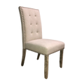 Modern Cashmere Beige Upholstered Dining Chair with Rustic Wood Legs