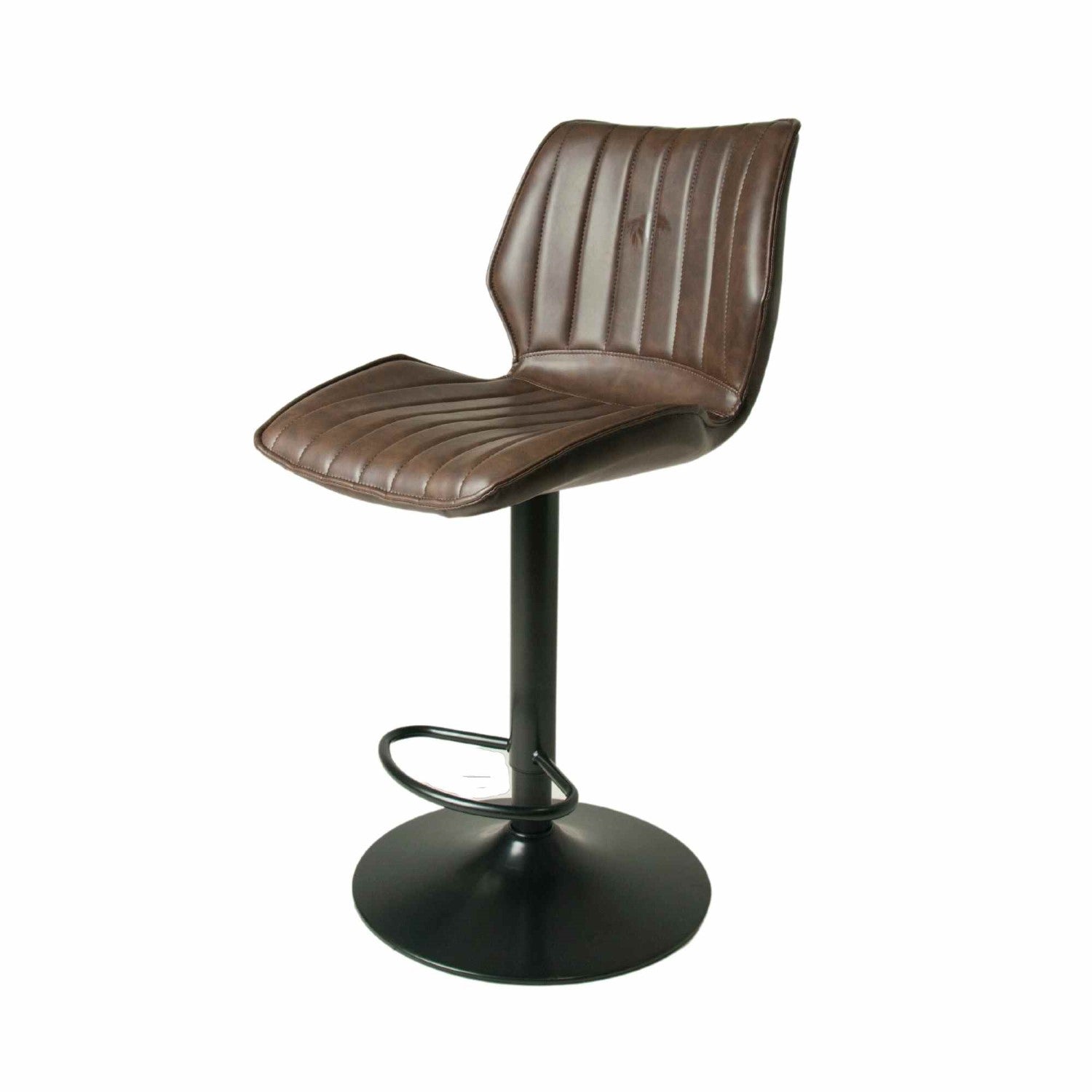 Modern Dark Brown PU Leather Upholstered Gas Lift Bar Stool