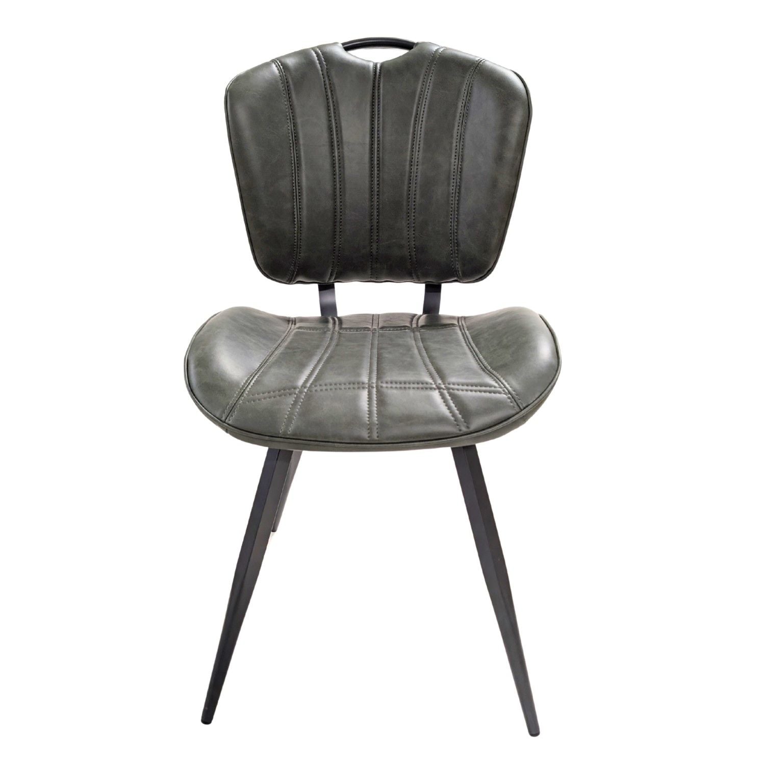 Modern Green PU Leather Upholstered Dining Chair with Black Steel Legs - Home Furniture Interiors
