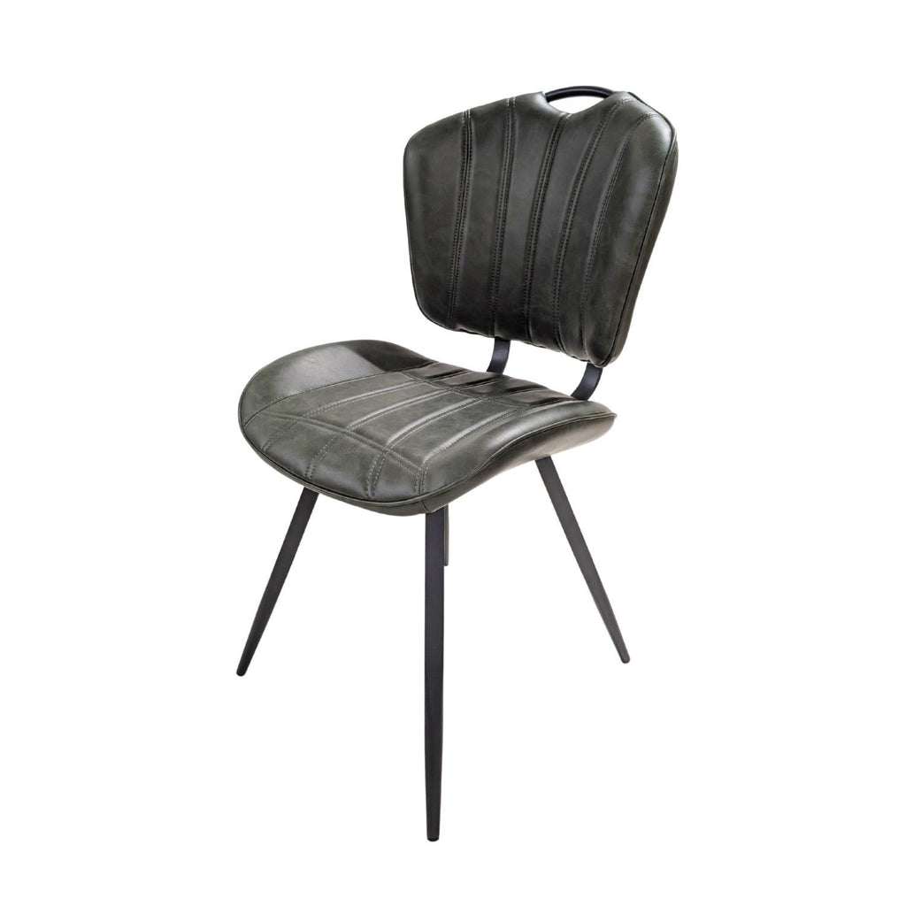 Modern Green PU Leather Upholstered Dining Chair with Black Steel Legs - Home Furniture Interiors