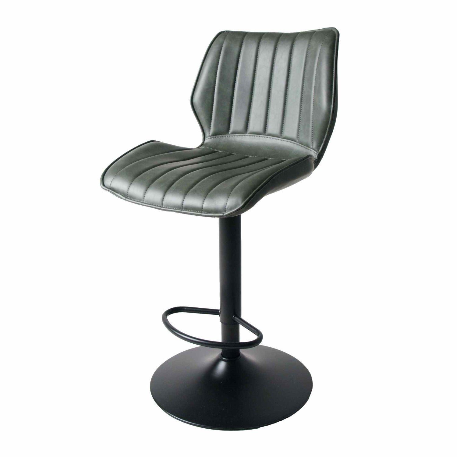 Modern Green PU Leather Upholstered Gas Lift Bar Stool