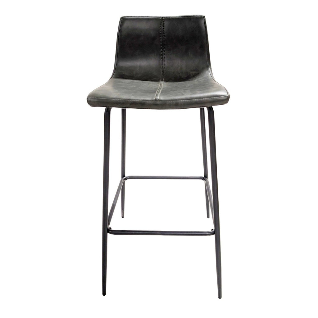 Modern Green Vegan Leather Bar Stool with Curved Seat and Black Steel Frame - Home Furniture Interiors