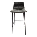 Modern Green Vegan Leather Bar Stool with Curved Seat and Black Steel Frame - Home Furniture Interiors