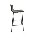 Modern Green Vegan Leather Bar Stool with Curved Seat and Black Steel Frame - Home Furniture Interiors