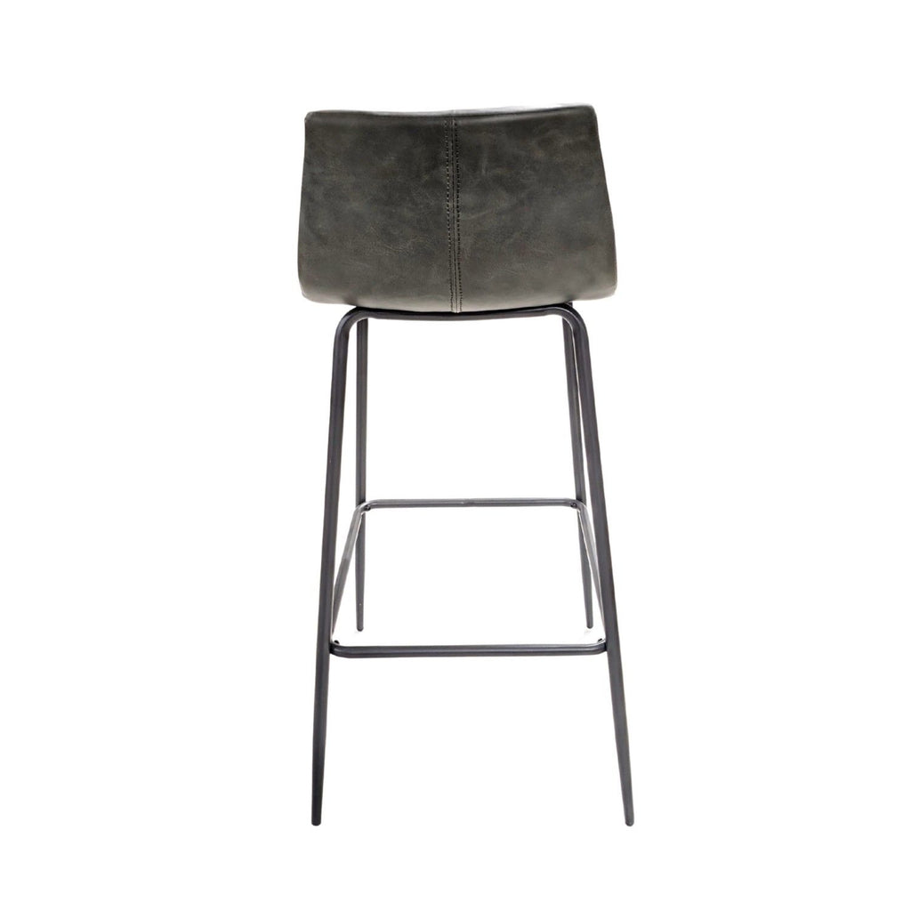 Modern Green Vegan Leather Bar Stool with Curved Seat and Black Steel Frame - Home Furniture Interiors