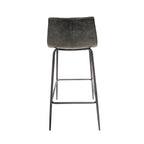 Modern Green Vegan Leather Bar Stool with Curved Seat and Black Steel Frame - Home Furniture Interiors