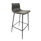 Modern Green Vegan Leather Bar Stool with Curved Seat and Black Steel Frame - Home Furniture Interiors