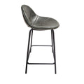 Contemporary Green Vegan Leather Curved Counter Stool with Steel Base