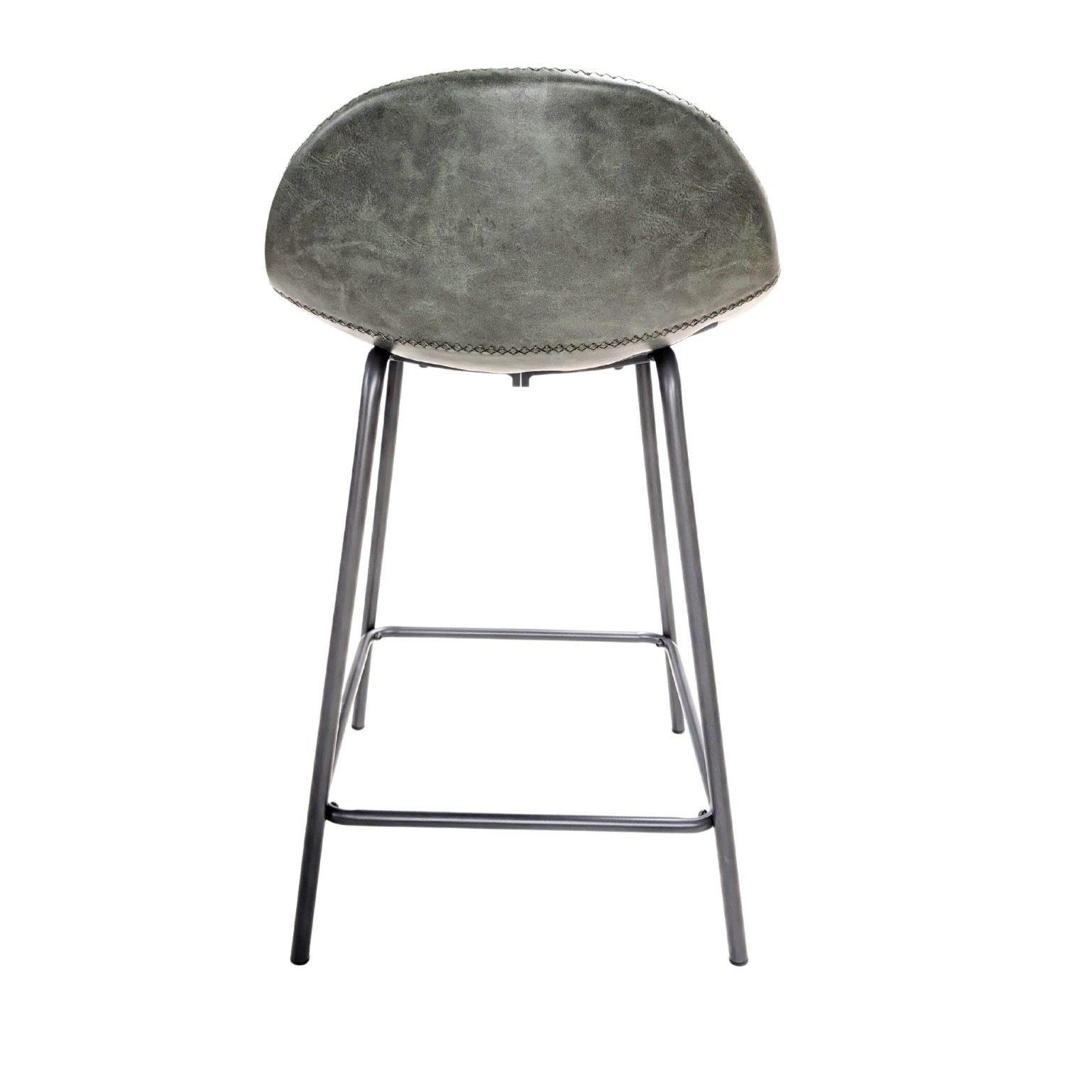 Contemporary Green Vegan Leather Curved Counter Stool with Steel Base - Home Furniture Interiors
