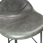 Contemporary Green Vegan Leather Curved Counter Stool with Steel Base - Home Furniture Interiors