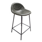 Contemporary Green Vegan Leather Curved Counter Stool with Steel Base - Home Furniture Interiors