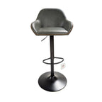 Contemporary Green Vegan Leather Gas Lift Curved Barstool with Steel Base - Home Furniture Interiors
