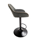 Contemporary Green Vegan Leather Gas Lift Curved Barstool with Steel Base - Home Furniture Interiors