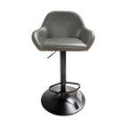 Contemporary Green Vegan Leather Gas Lift Curved Barstool with Steel Base - Home Furniture Interiors
