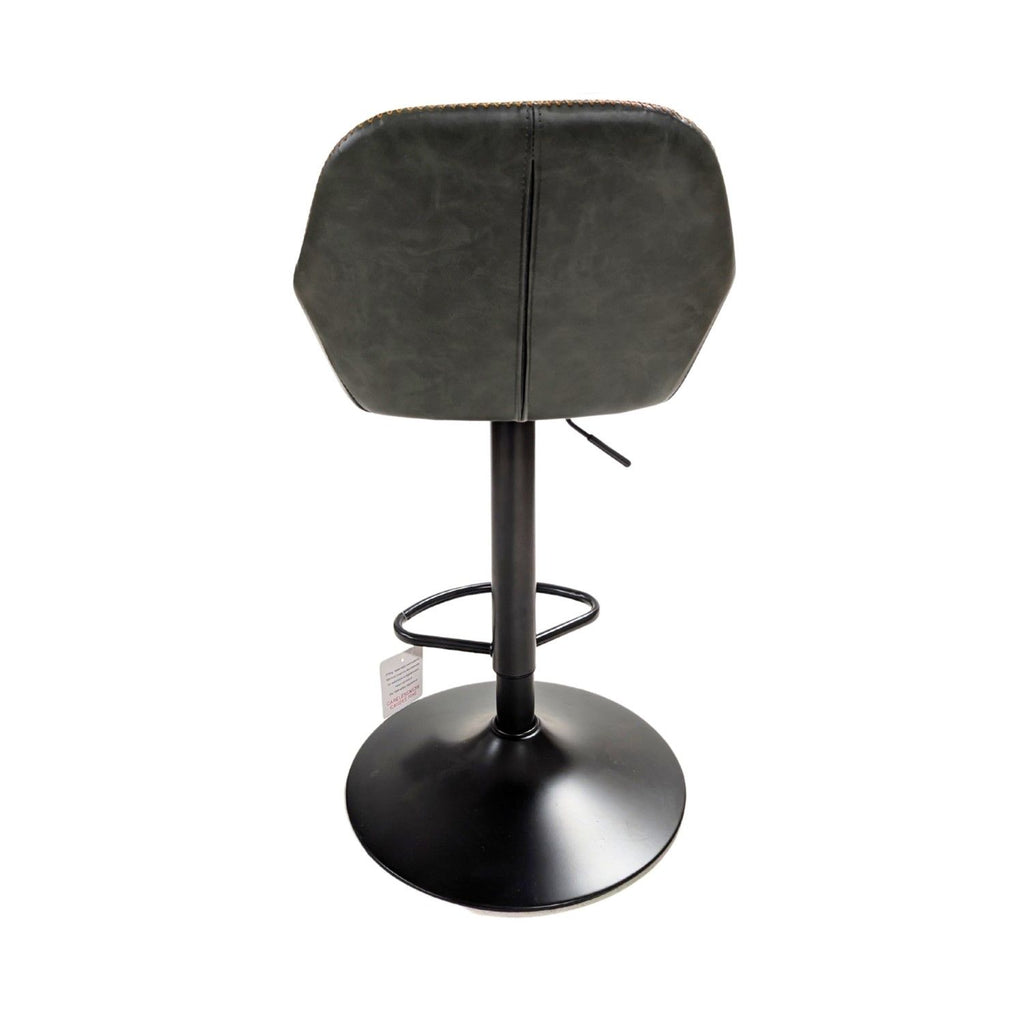 Contemporary Green Vegan Leather Gas Lift Curved Barstool with Steel Base - Home Furniture Interiors