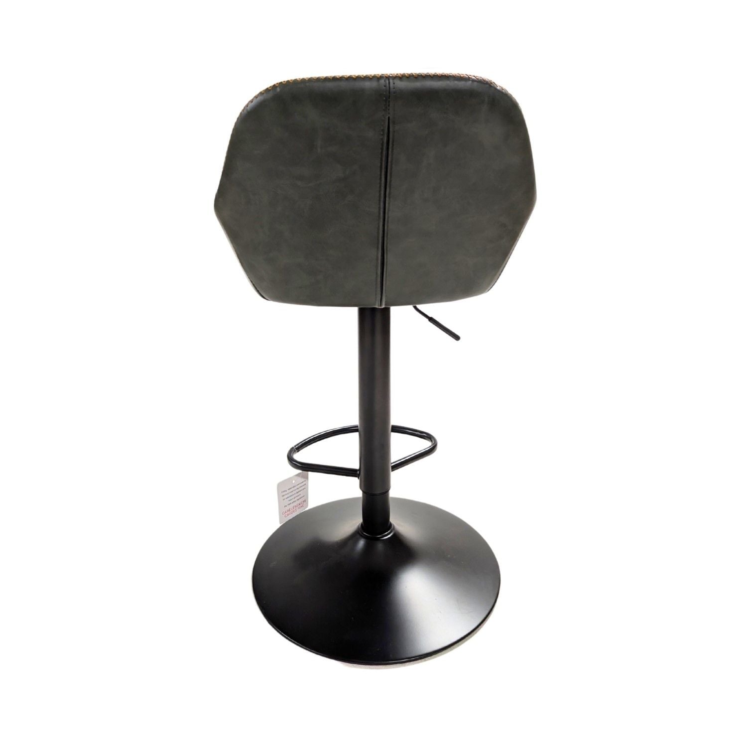 Contemporary Green Vegan Leather Gas Lift Curved Barstool with Steel Base - Home Furniture Interiors