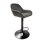 Contemporary Green Vegan Leather Gas Lift Curved Barstool with Steel Base - Home Furniture Interiors