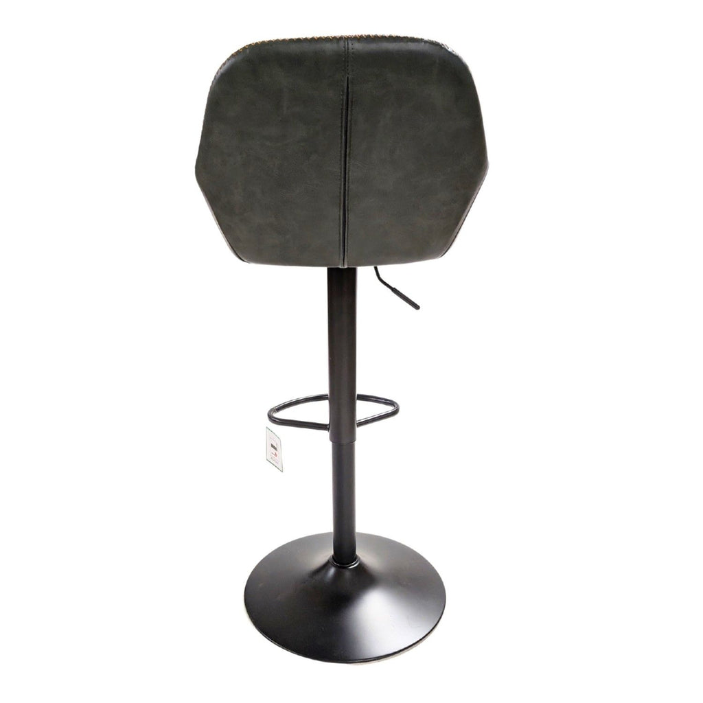 Contemporary Green Vegan Leather Gas Lift Curved Barstool with Steel Base - Home Furniture Interiors