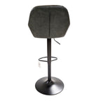 Contemporary Green Vegan Leather Gas Lift Curved Barstool with Steel Base - Home Furniture Interiors