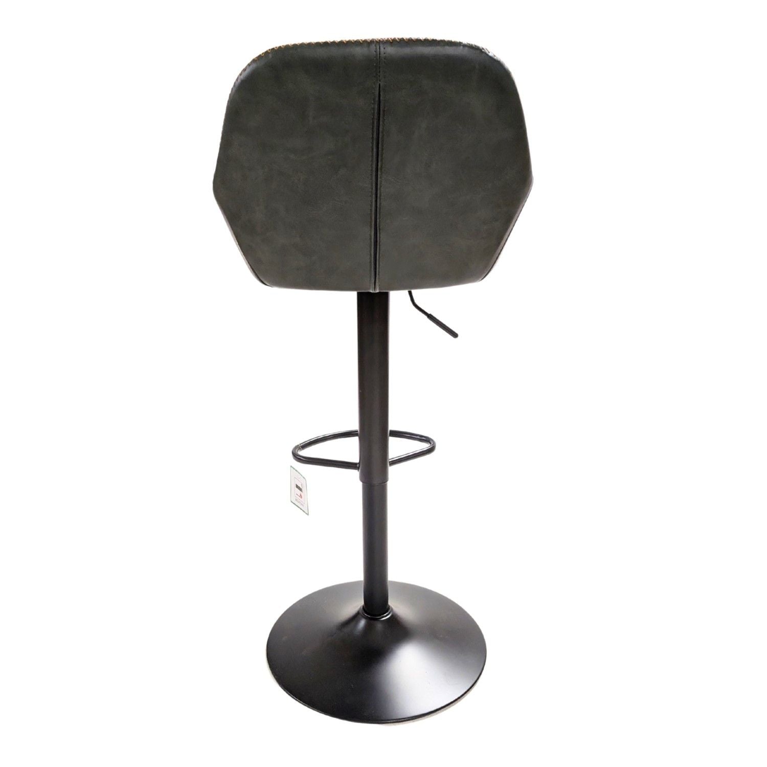 Contemporary Green Vegan Leather Gas Lift Curved Barstool with Steel Base - Home Furniture Interiors